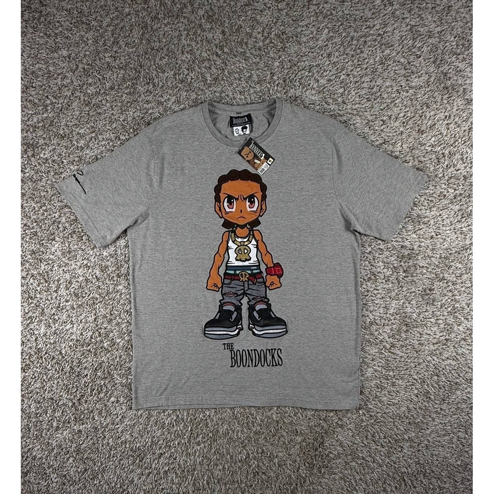 The Boondocks Riley Freeman Embroidered T-Shirt Gray Size 2XL